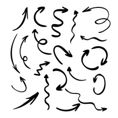 Hand drawn arrows set. Vector doodle icon.