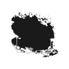 Vector ink black smear logo, label, shape, symbol. Silhouette in grunge style