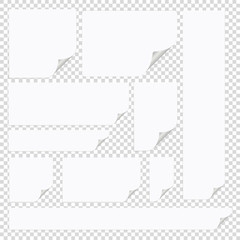 white note papers on transparent background