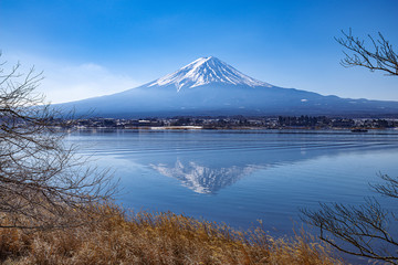 河口湖に映る富士山