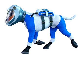 3D Rendering Astronaut Dog on White