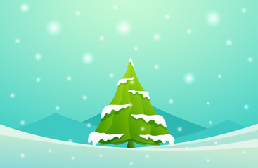 Christmas tree. Winter landscape. vector illustration