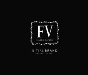 F V FV Beauty vector initial logo, handwriting logo of initial signature, wedding, fashion, jewerly, boutique, floral and botanical with creative template for any company or business.