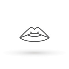 Lips line Icon in trendy flat style isolated on white background. Mouth symbol for your web site design, logo, app, UI. Lip vector illustration