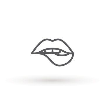 recommend clip art: Lips line Icon in trendy flat style isolated on white background. Mouth symbol for your web site design, logo, app, UI. Lip vector illustration