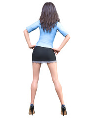 Long-haired brunette secretary