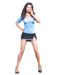 Fototapeta premium Long-haired brunette secretary