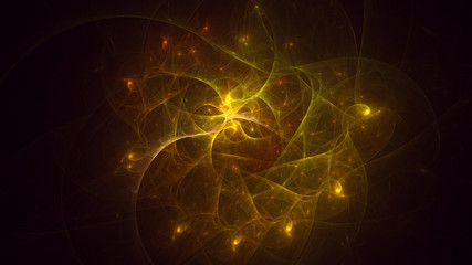 Fractal 3D rendering abstract gold bright background