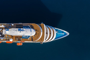 View of drone to passenger ship in sea