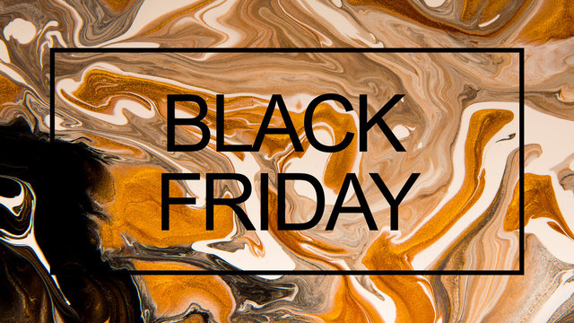 Creative black friday text on brown colored pattern of colors