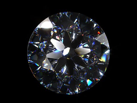 diamond isolated on black background. Top view