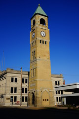 Fototapeta premium Clock tower in Neenah, Wisconsin apart of the Old City Hall of 1888