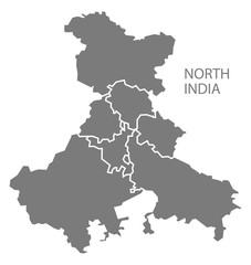 North India gray region map illustration