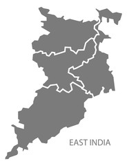 East India gray region map illustration