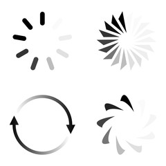 Fototapeta premium Set of load icons on a white background. Circle the clipboard buffer or preloader. Vector illustration.