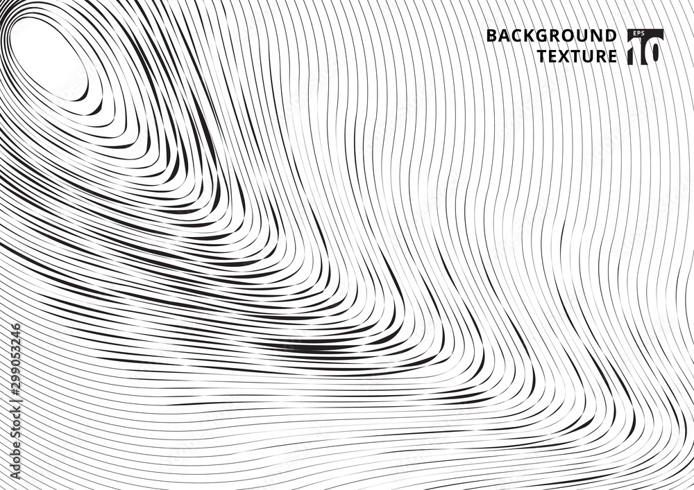 Poster abstract black scratch curved lines pattern on white background and texture.