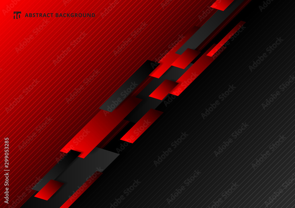 Poster abstract technology template geometric diagonal overlapping separate contrast red and black backgrou