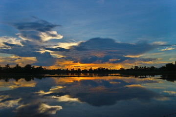 sunset over lake