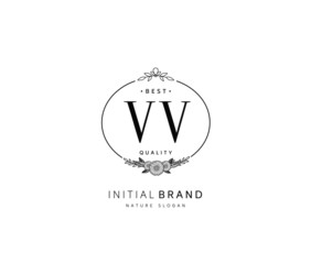 V VV Beauty vector initial logo, handwriting logo of initial signature, wedding, fashion, jewerly, boutique, floral and botanical with creative template for any company or business.