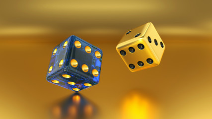 Golden Casino Dices - 3D Illustration