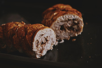 appetizing meatloaf with walnuts from chicken breast with parsley