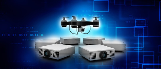 3d rendering Home Cinema Entertainment Full HD Projector