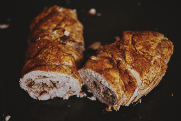 appetizing meatloaf with walnuts from chicken breast with parsley