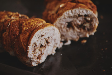 appetizing meatloaf with walnuts from chicken breast with parsley