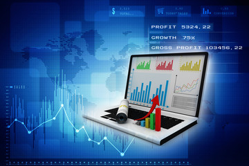 3d rendering Growth and income concept. Mixed media