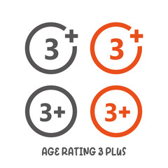 Age rating 3 plus movie icon. Under 3 years sign mark simple flat style vector illustration.
