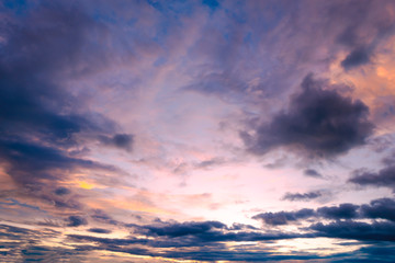 Fototapeta na wymiar Colorfule sky with black cloud. Evening sky.
