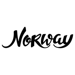 Handwritten word Norway. Hand drawn lettering.