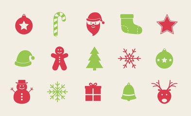 Collection of Christmas icons. Xmas elements. Vector