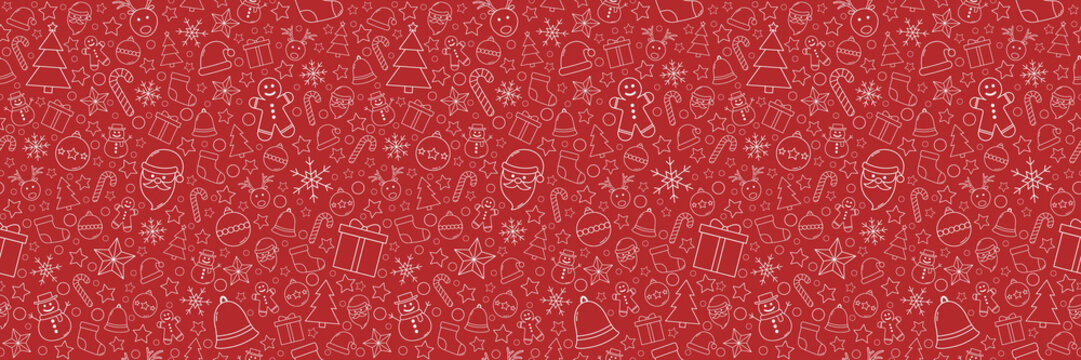 Beautiful Xmas pattern with ornaments. Christmas wrapping paper concept. Vector