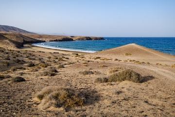 Beautiful golden sandy beaches on Papagayo peninsula on Lanzarote