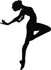 Ballerina silhouette on white background. Vector ballet girl 