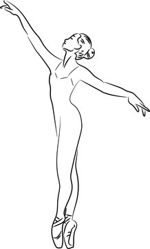Ballerina silhouette on white background. Vector ballet girl 