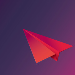Modern vector illustration  of paper plane. Origami aircraft. Business set for mail and message. Colourful and white