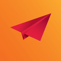 Modern vector illustration  of paper plane. Origami aircraft. Business set for mail and message. Colourful and white