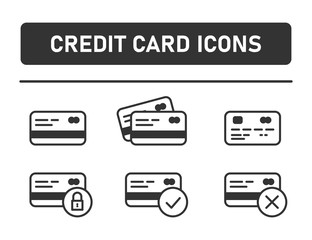 Set of credit cards icon isolated on white background. Vector illustration.