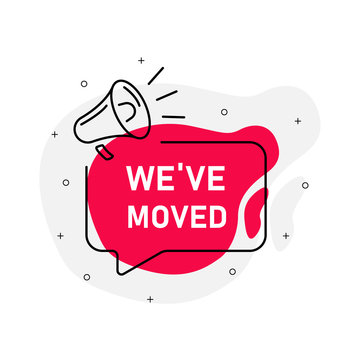 We`ve moved abstraction red stamp vector isolated on white background. Vector illustration.