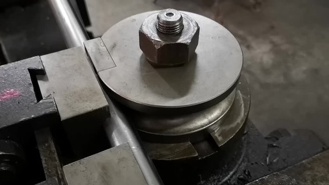 Pipe bending machine working