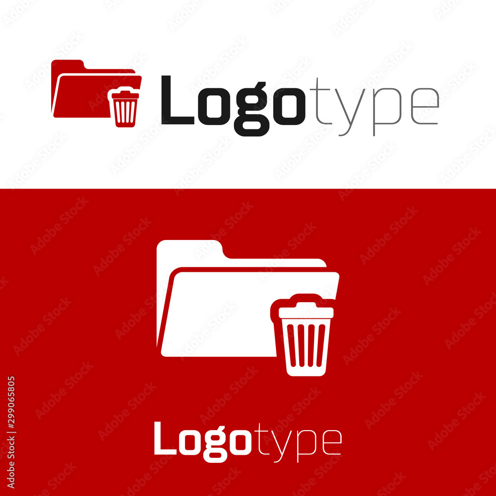 Poster red delete folder icon isolated on white background. folder with recycle bin. delete or error folder