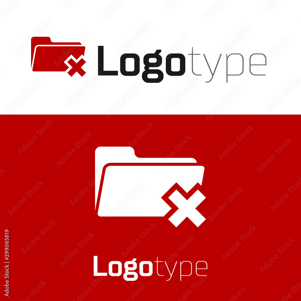 Poster red delete folder icon isolated on white background. folder with recycle bin. delete or error folder