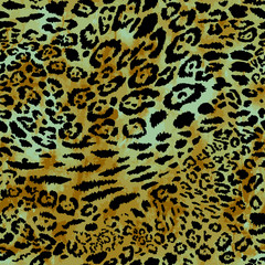 Seamless pattern Hand Drawn Leopard Animal Skin Vector Pattern Isolated Background