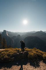Yosemite Valley View with Halfdome and Waterfalls in the Background
