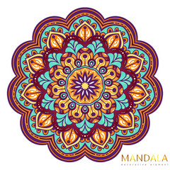 Vector round abstract circle. Mandala style. Decorative element, colored circular design element.