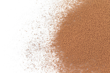 Obraz na płótnie Canvas pile cocoa powder top view on white background.