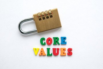 2020 core values concept. Business, ethics, attitude, goals and client
