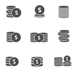 Dollar coins vector icon